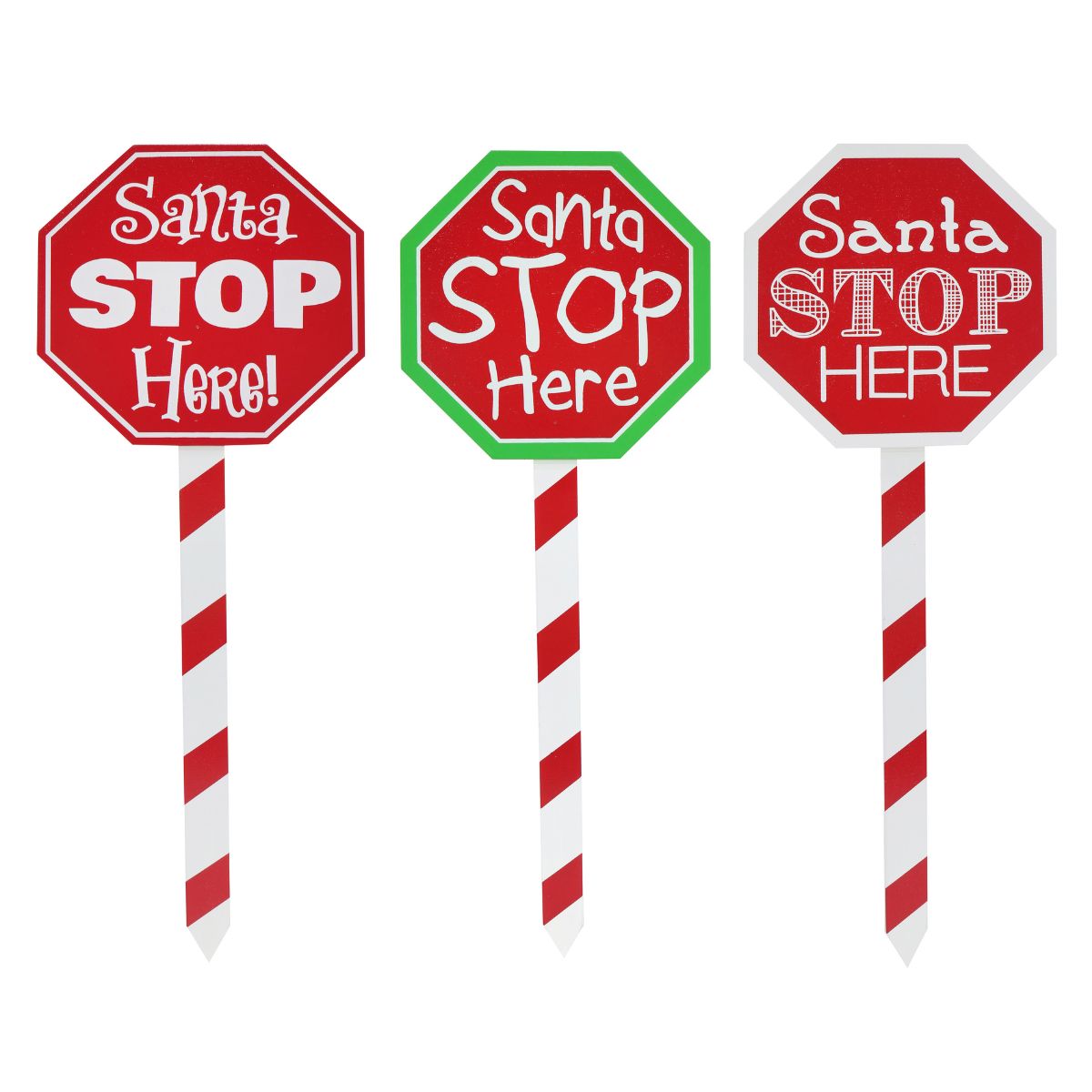 Christmas Santa Stop Here Stake 40cm Assorted