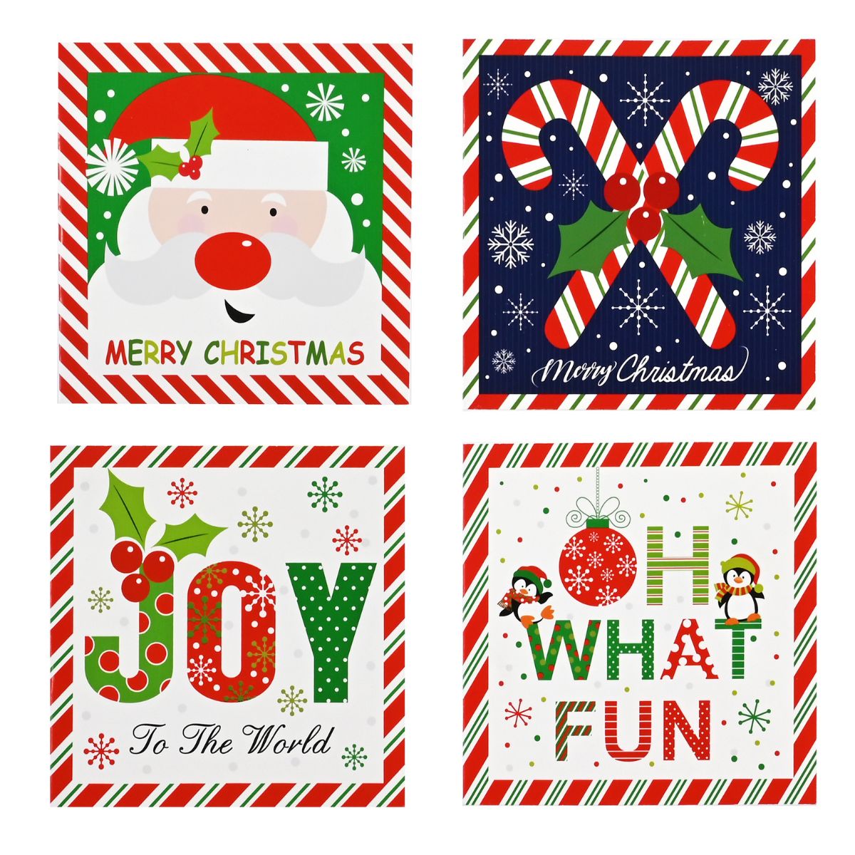 Christmas Cards Square Candy Cane Frame 10 Pack