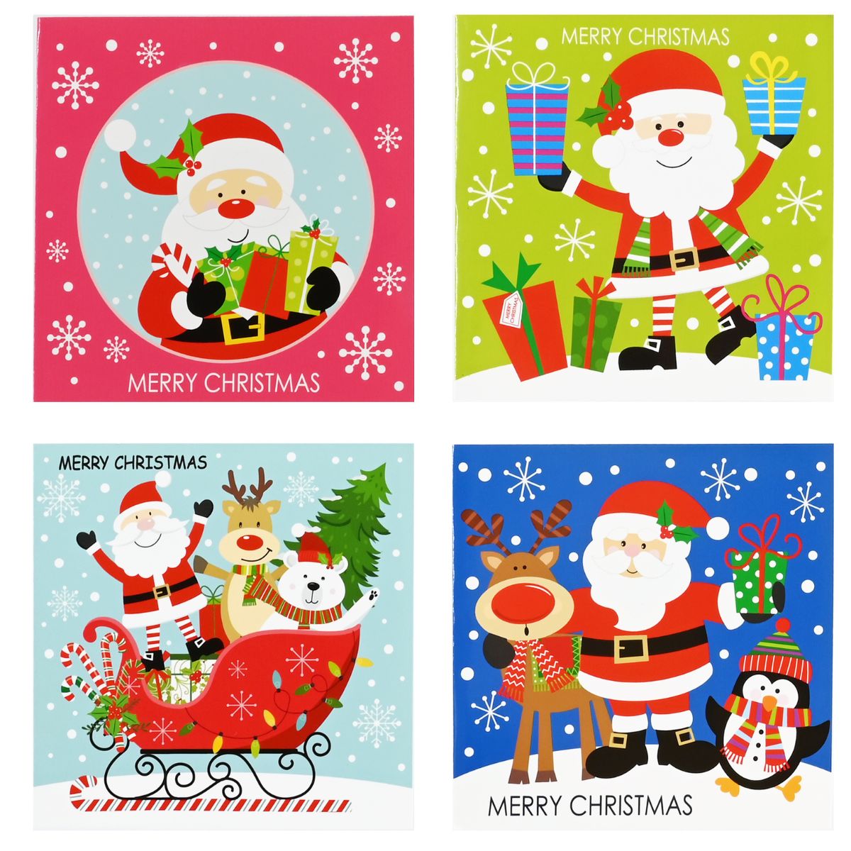 Christmas Cards Square Cute Santa 10 Pack