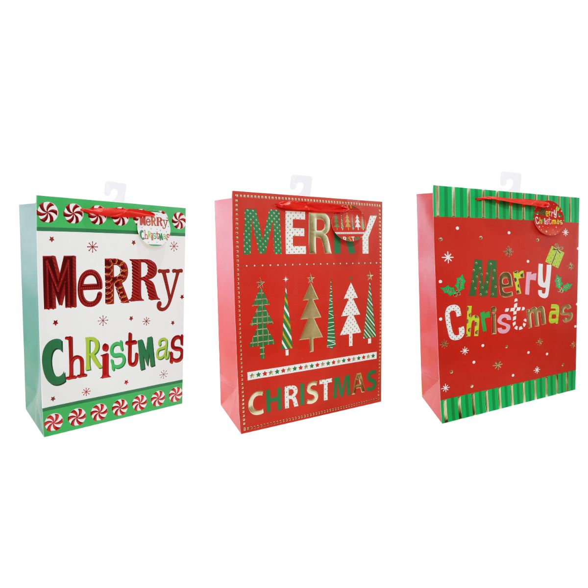 Giftbag X-Lge Christmas Greetings Foiled Assorted