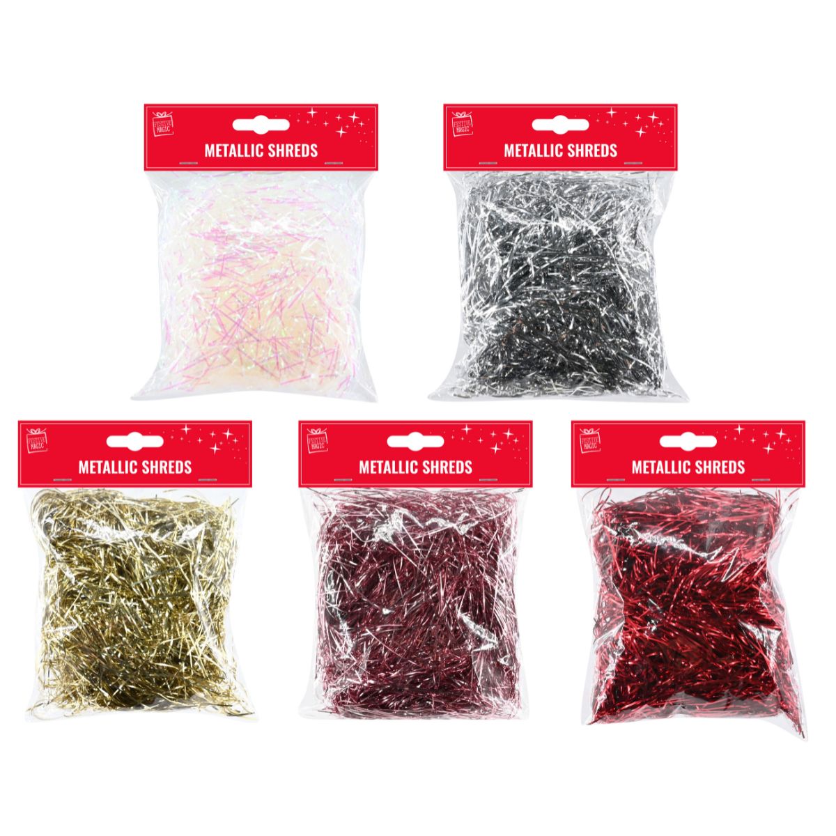 Metallic Christmas Hamper Shreds 25g Assorted