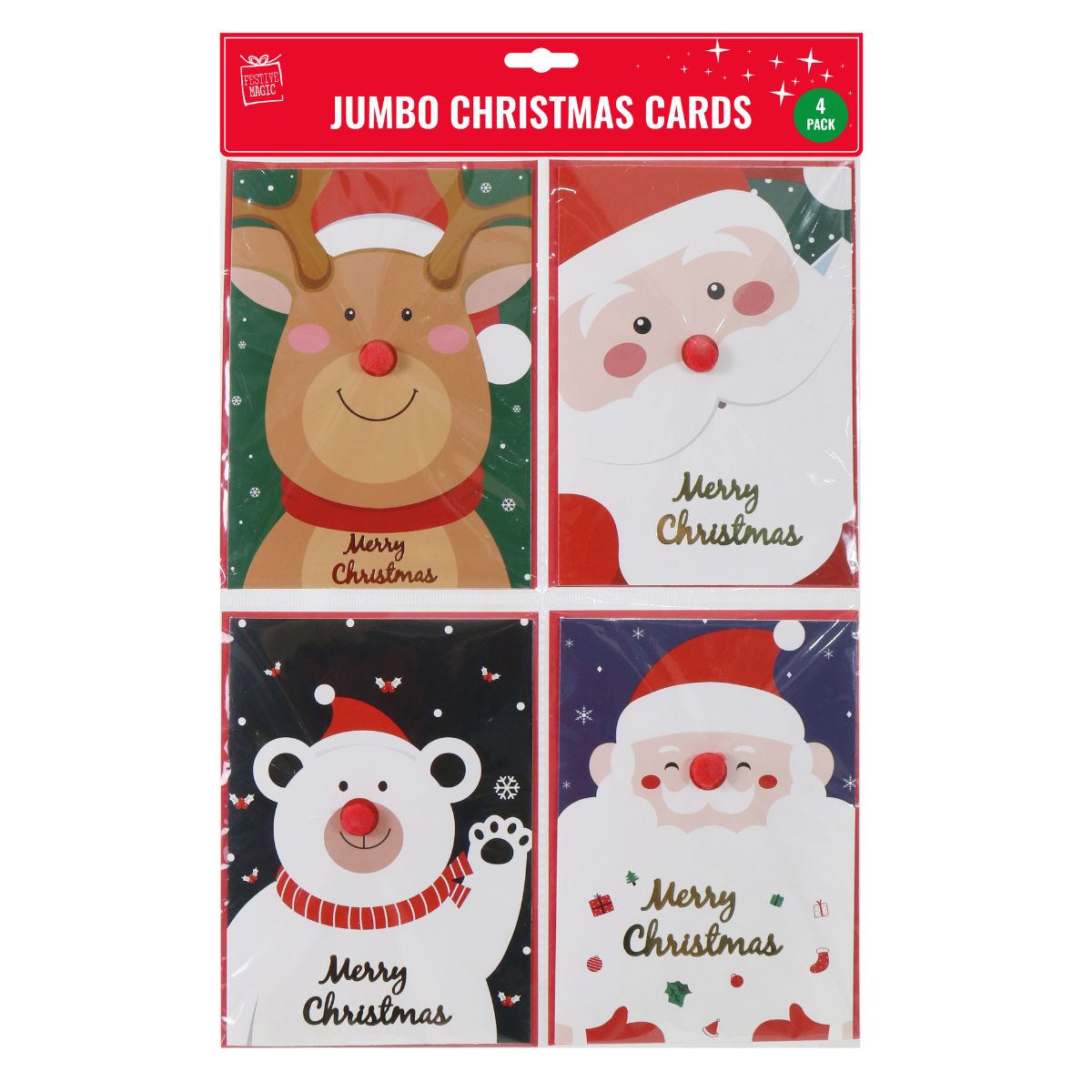 Jumbo Pom-Pom Money Cards Foil 4 Pack