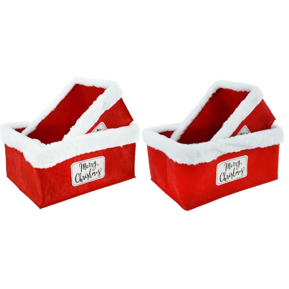 Christmas Felt Storage Basket Plush Trim Set/2 Assorted - affordable Christmas decoration NZ