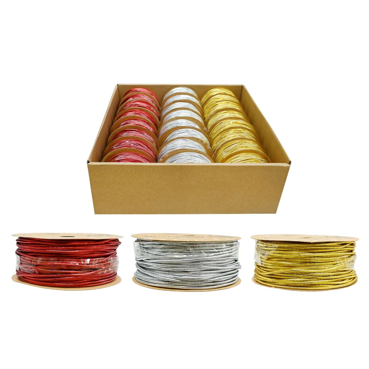 Gift Twine Metallic Elastic 8m Assorted
