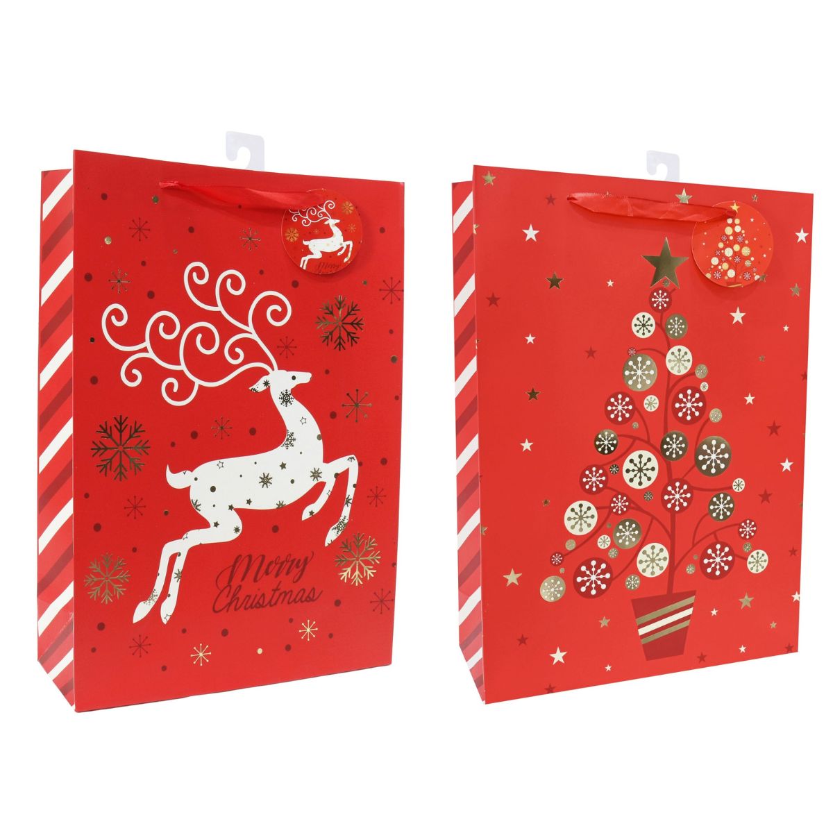 Christmas Giftbag Classic Red Gold Foil Xlge Assorted