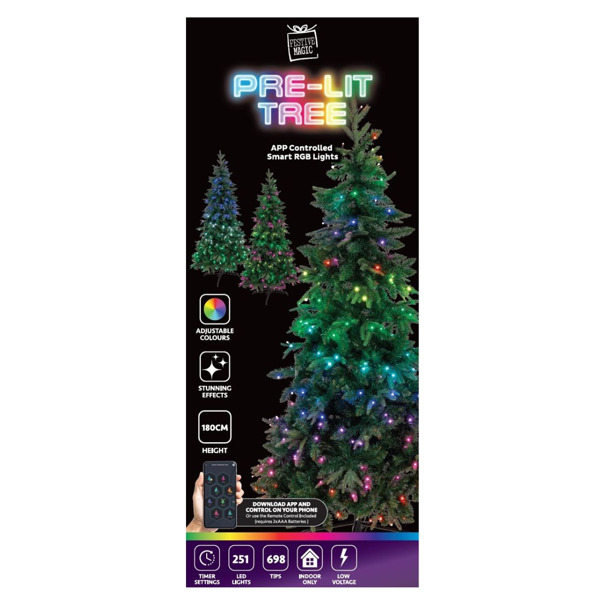 Christmas App Lightshow Pre-Lit Tree 180cm
