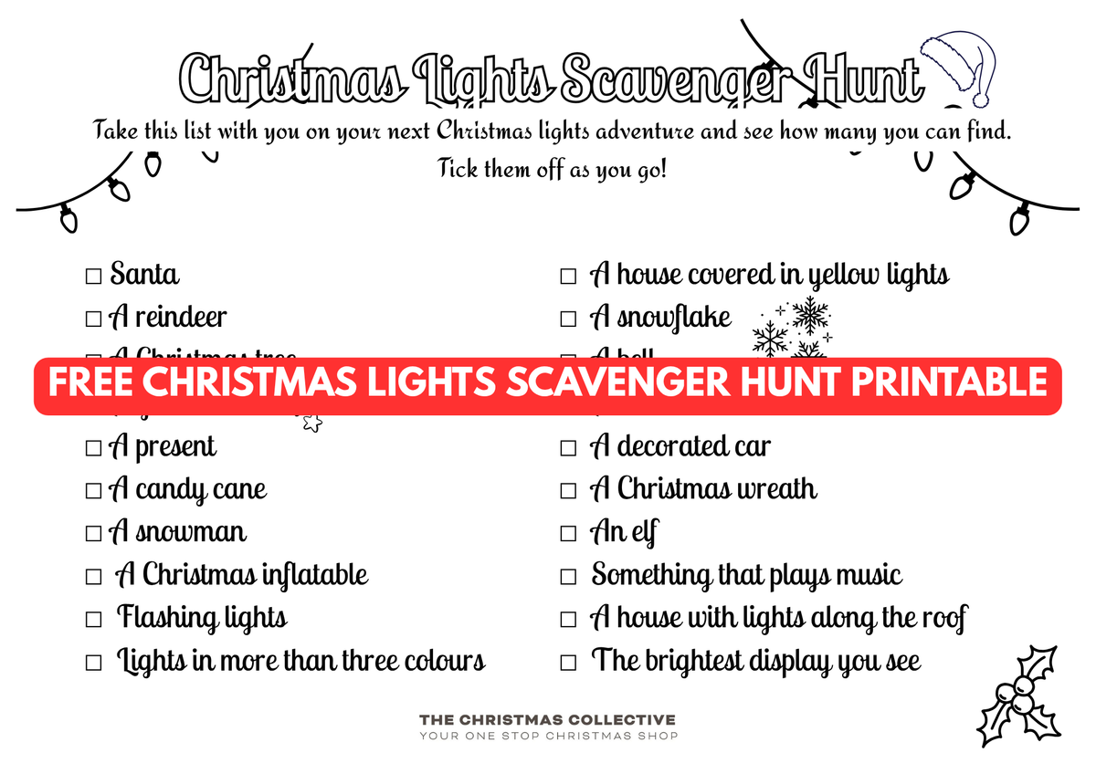 Free Christmas Light Scavenger Hunt Printable