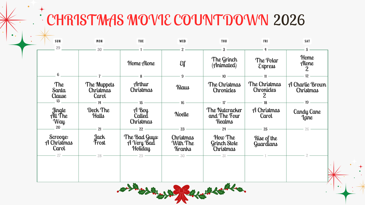 Christmas Countdown Movie Calendar