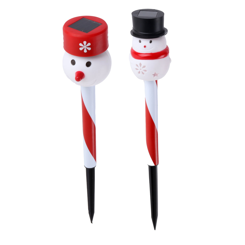 Christmas Stake Light Solar Candy Cane Snowman 1LED 36cm 2 Assorted Types Cool White 1 Function