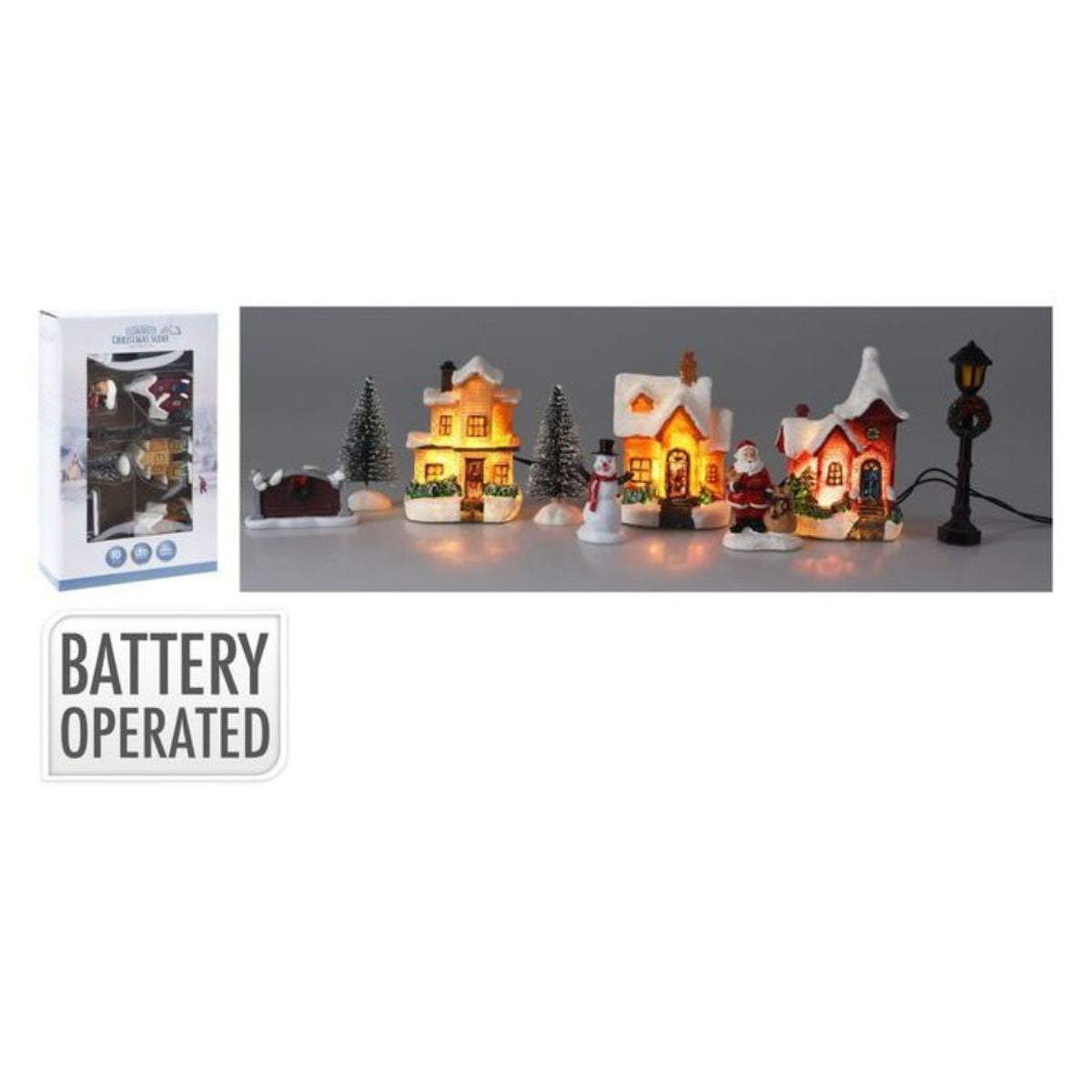 Village with LED 10 Pieces Battery Operated