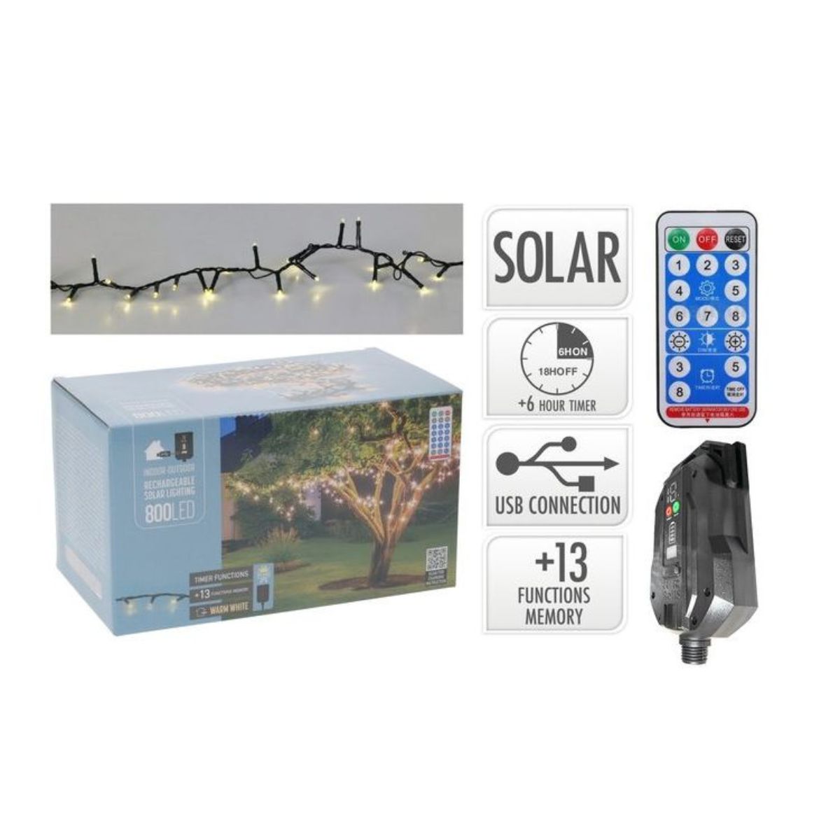 Premium Solar Christmas String Lights 800 LED White – 16m