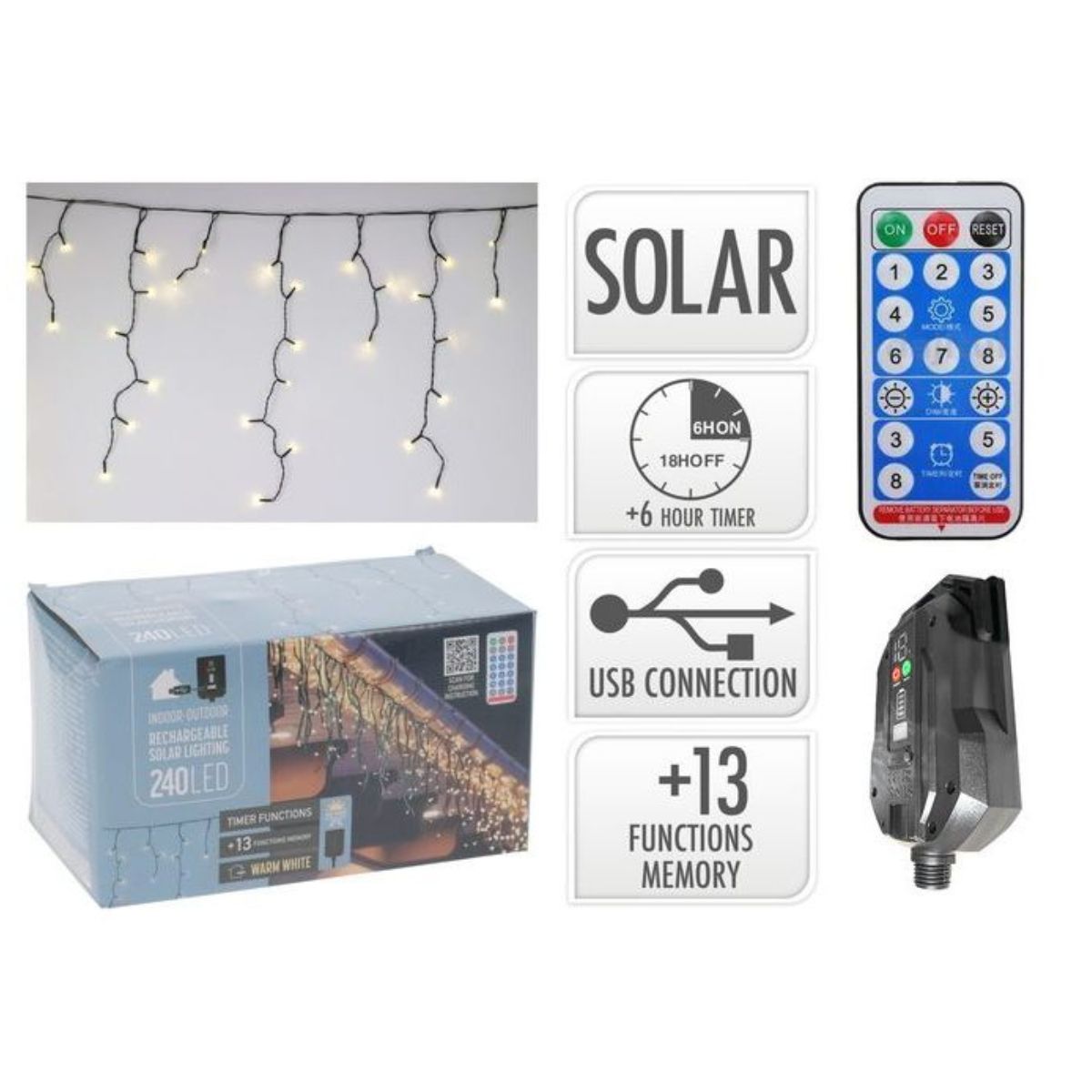 Premium Solar Christmas String Lights 240 LED White – 7.8m