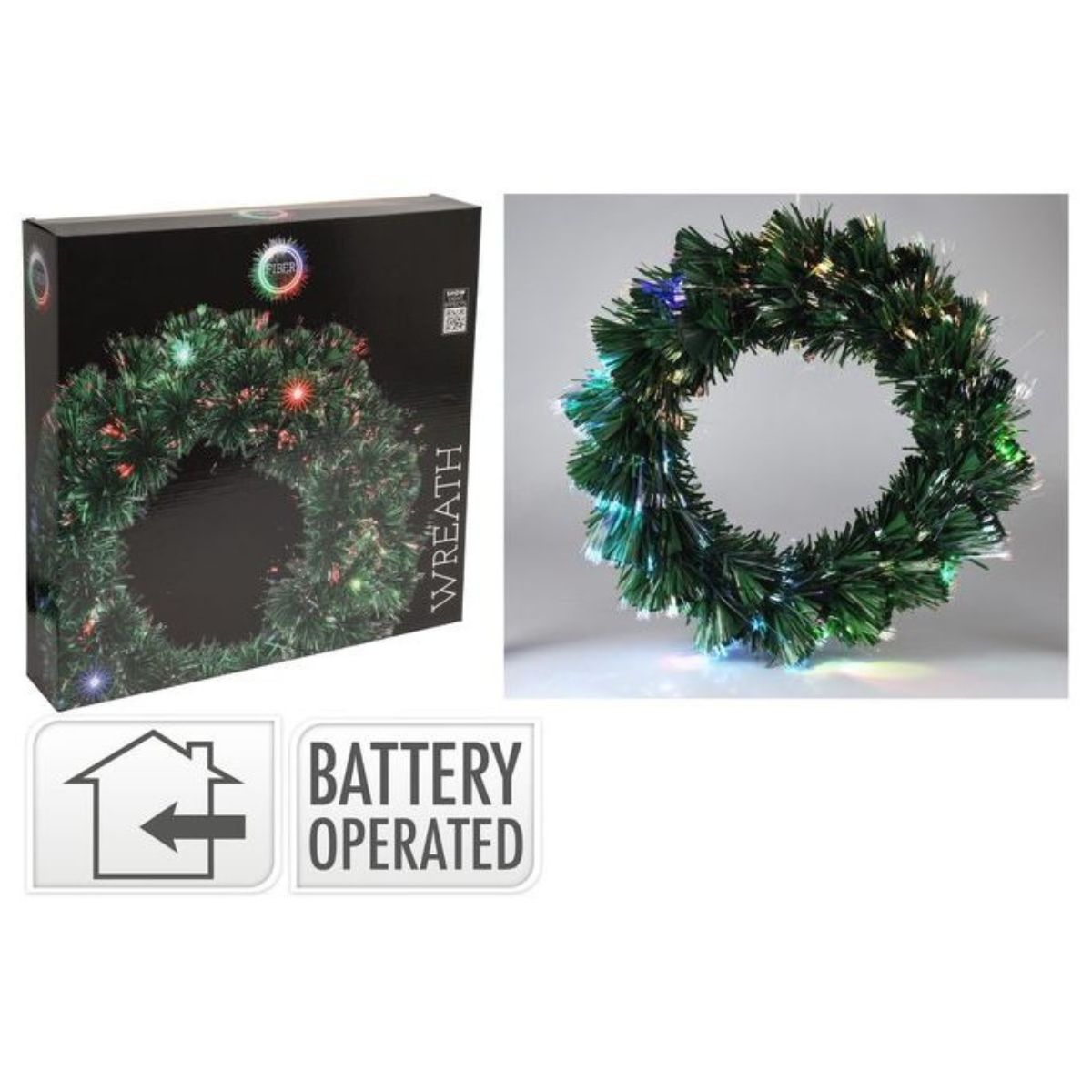 Christmas Wreath 50cm Fibre Optic B/o