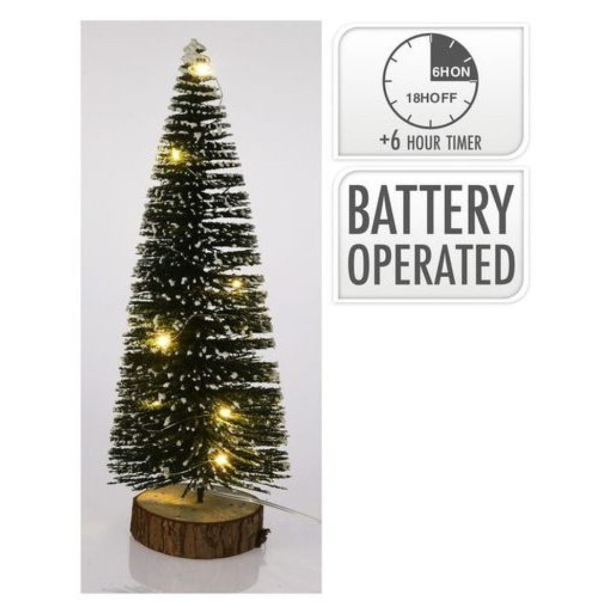 Christmas Tree 10 LED 30cm with Snow Battery Operated