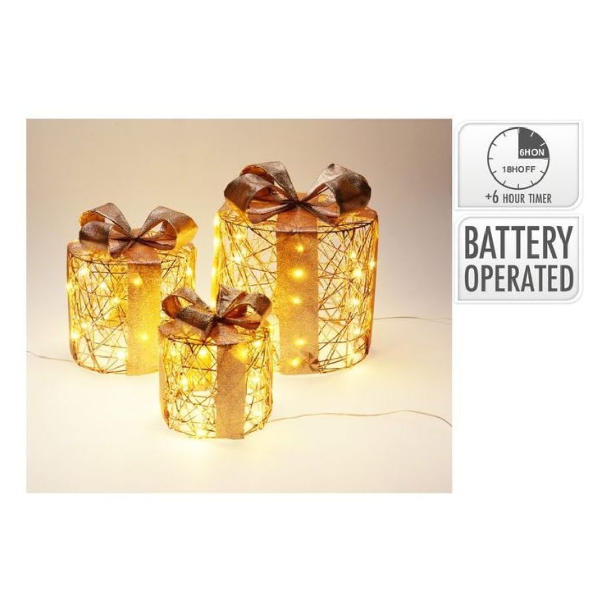 Giftbox Set with 90 LED Champagne Battery Operated