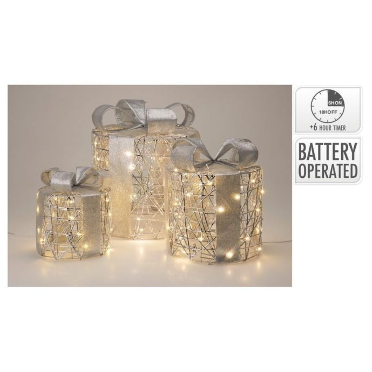 Giftbox Set with 40 LED Silver Battery Operated