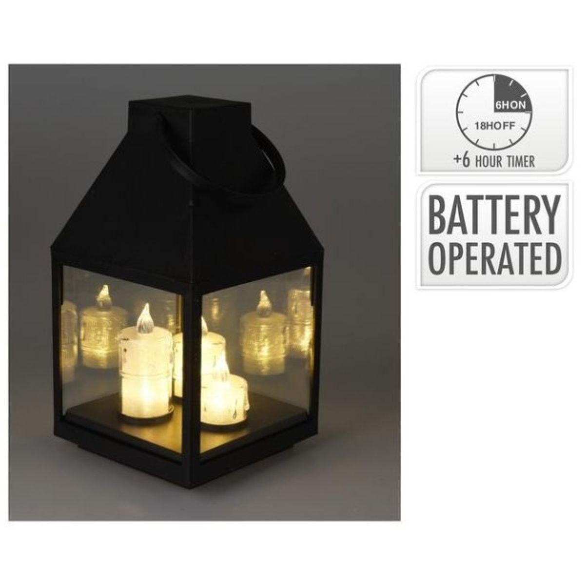 Lantern LED with 3 Candles 25cm Battery Operated