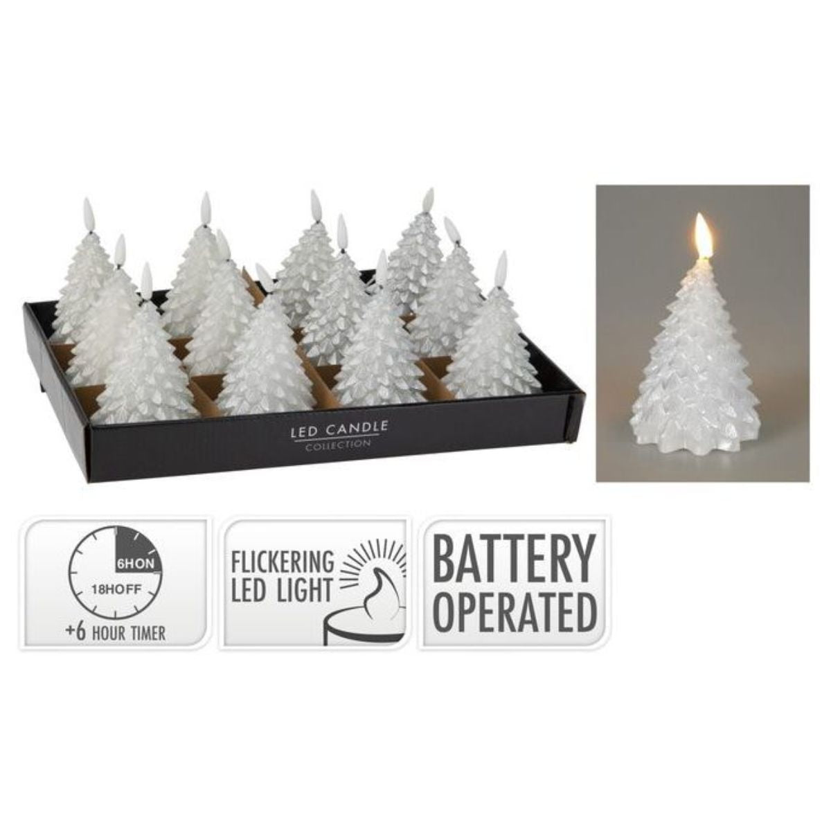 Christmas LED Candle Tree 11cm Silver Battery Operated