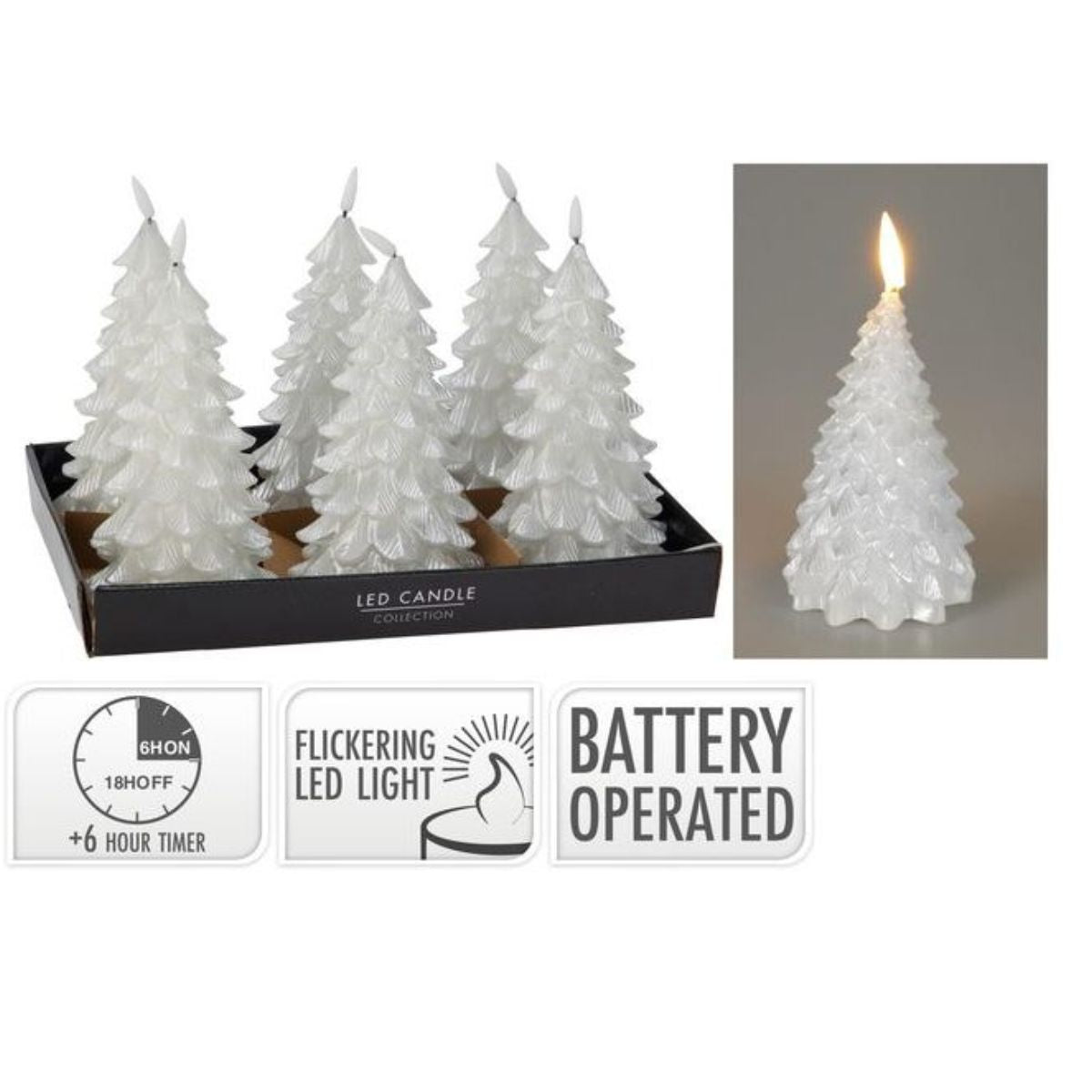 Christmas LED Candle Tree 19cm Glitter Battery Operated