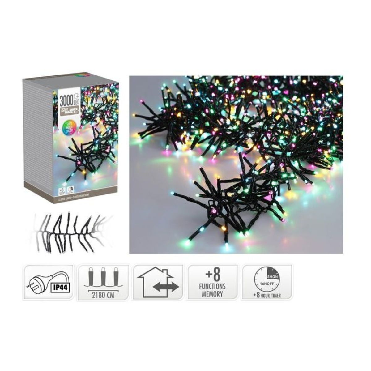 Cluster Lights 3000LEDMACARON IP44 21.8m