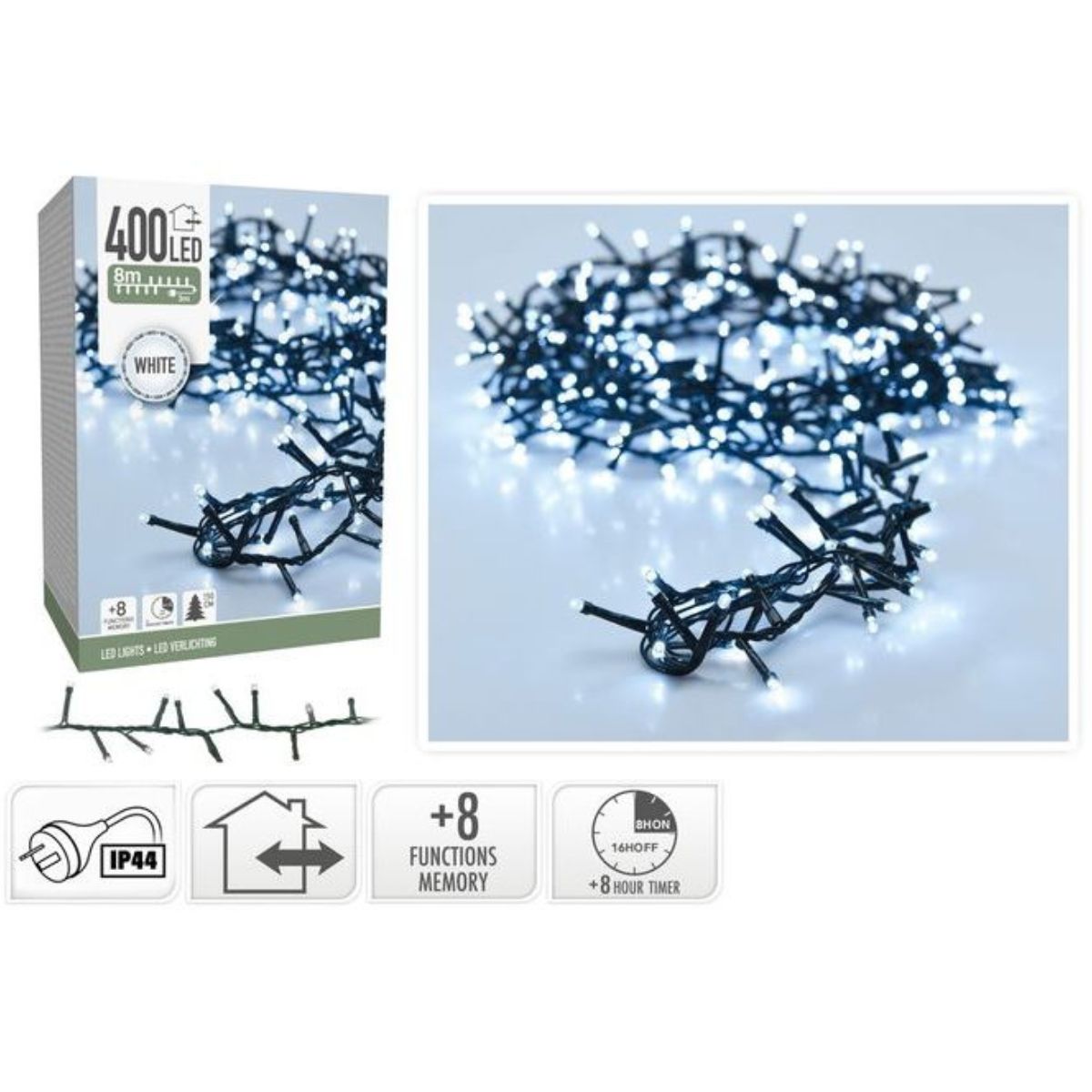 Snake Lights 400 LED White IP44 8m