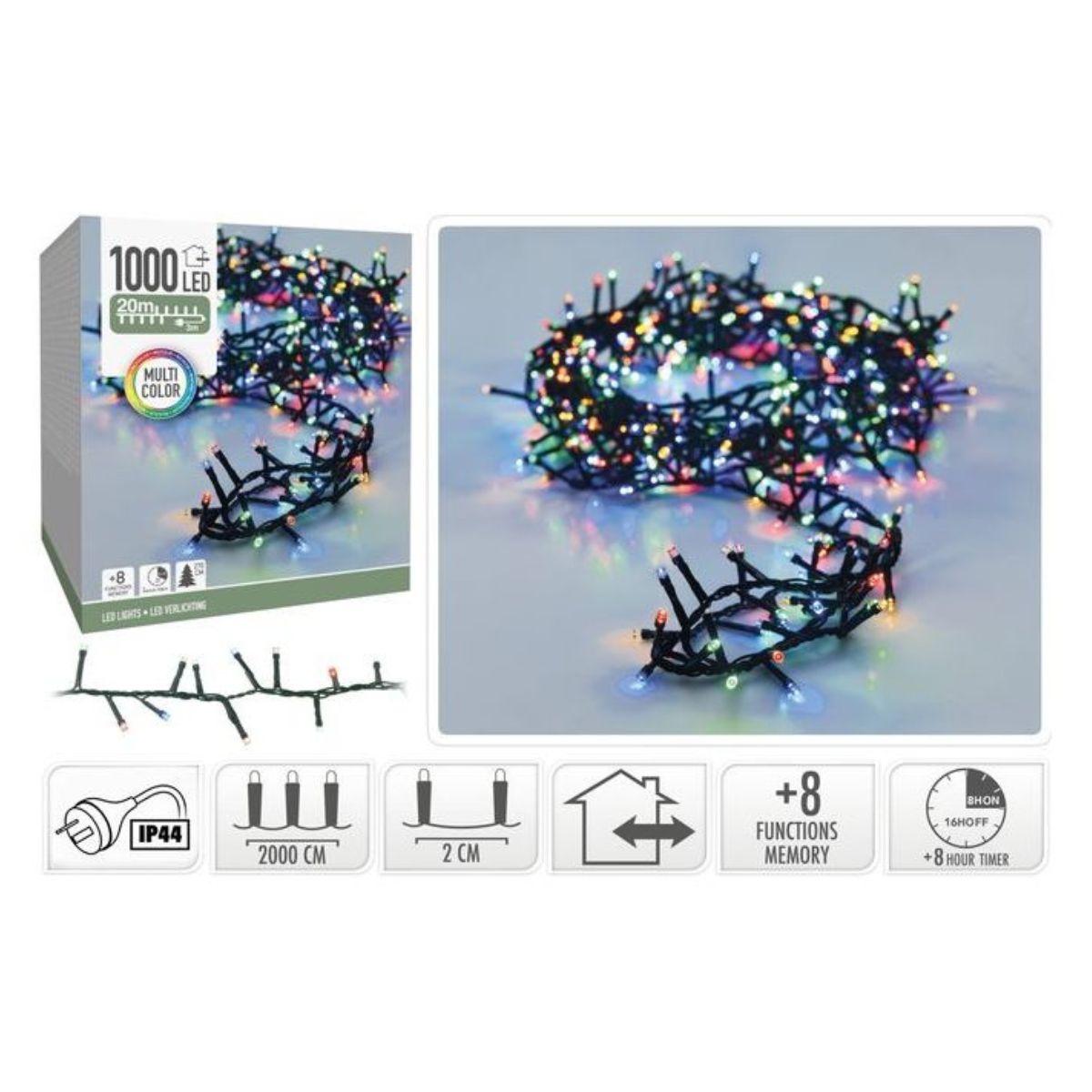 Snake Lights 1000 LED Multi IP44 20m