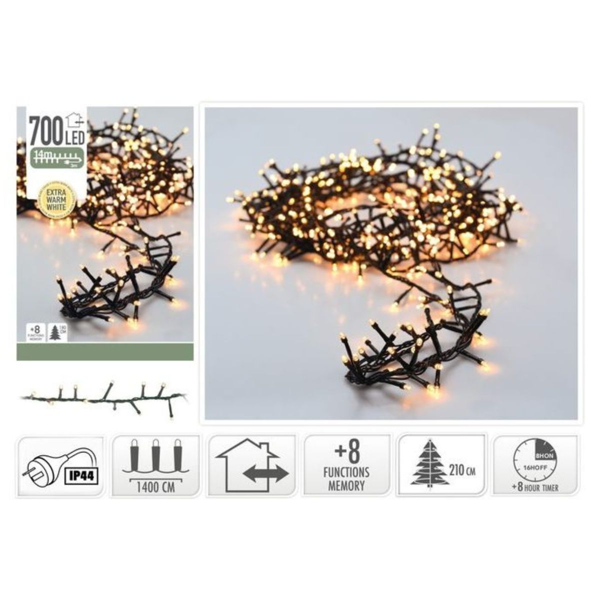 Snake Lights 700 LED Xtraw/white IP44 14m