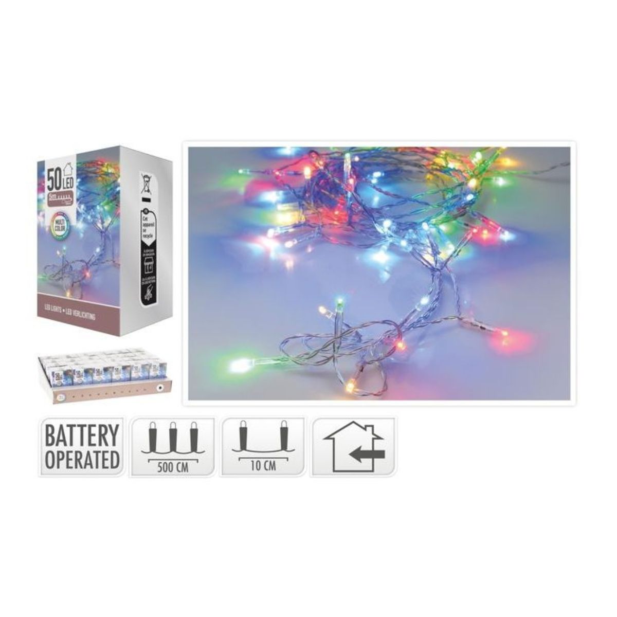 LED Lights 50 LED Battery Operated Multi 5m