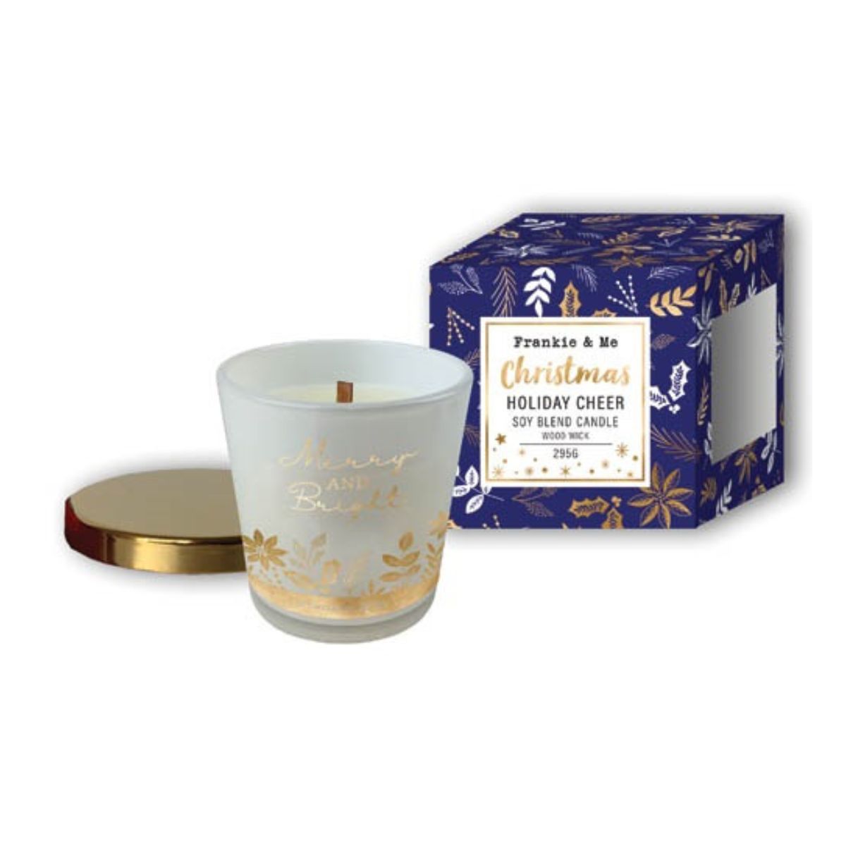 Candle Bxd Christmas 295G Glass Scntd Foil Gold