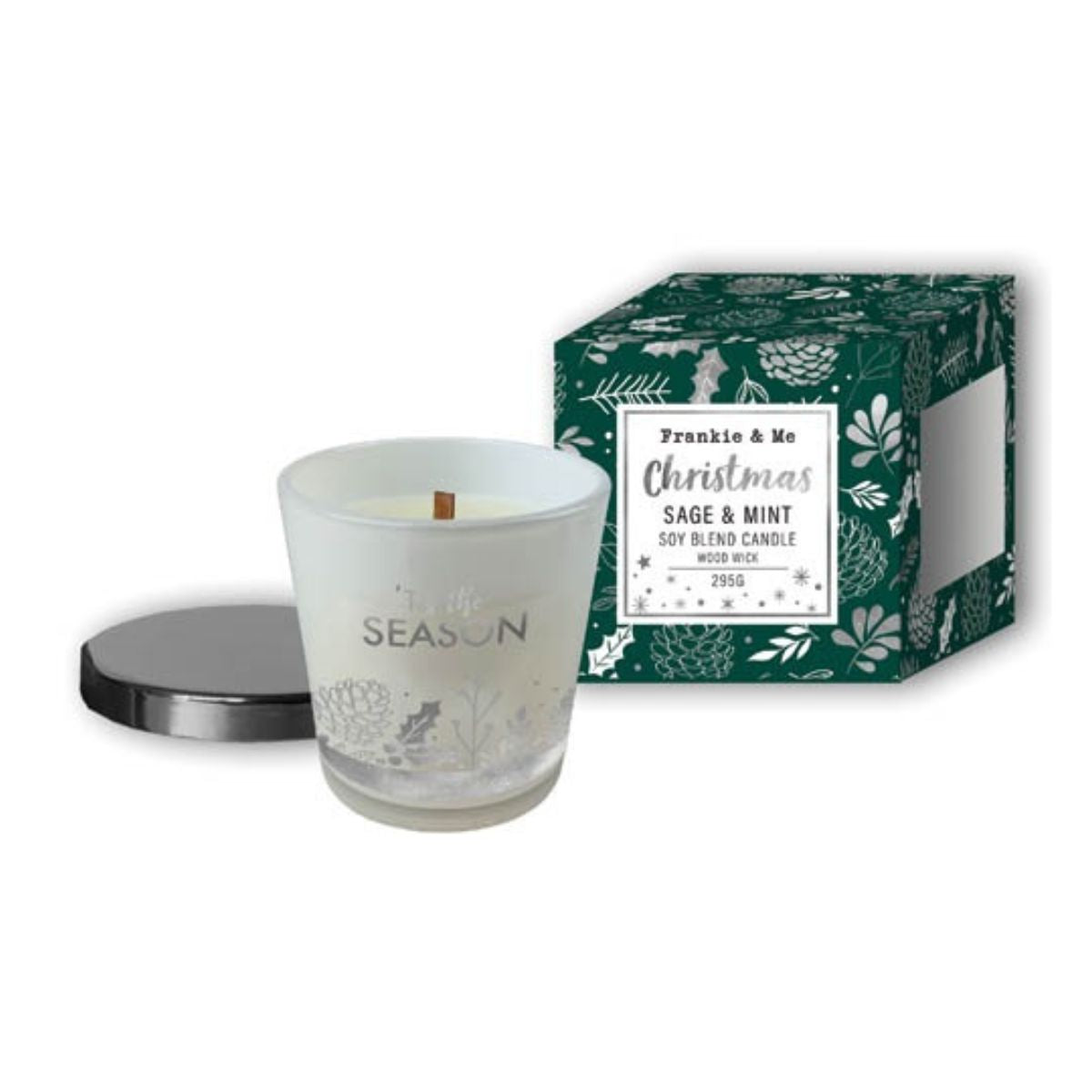 Candle Bxd Christmas 295G Glass Scntd Foil Silvr