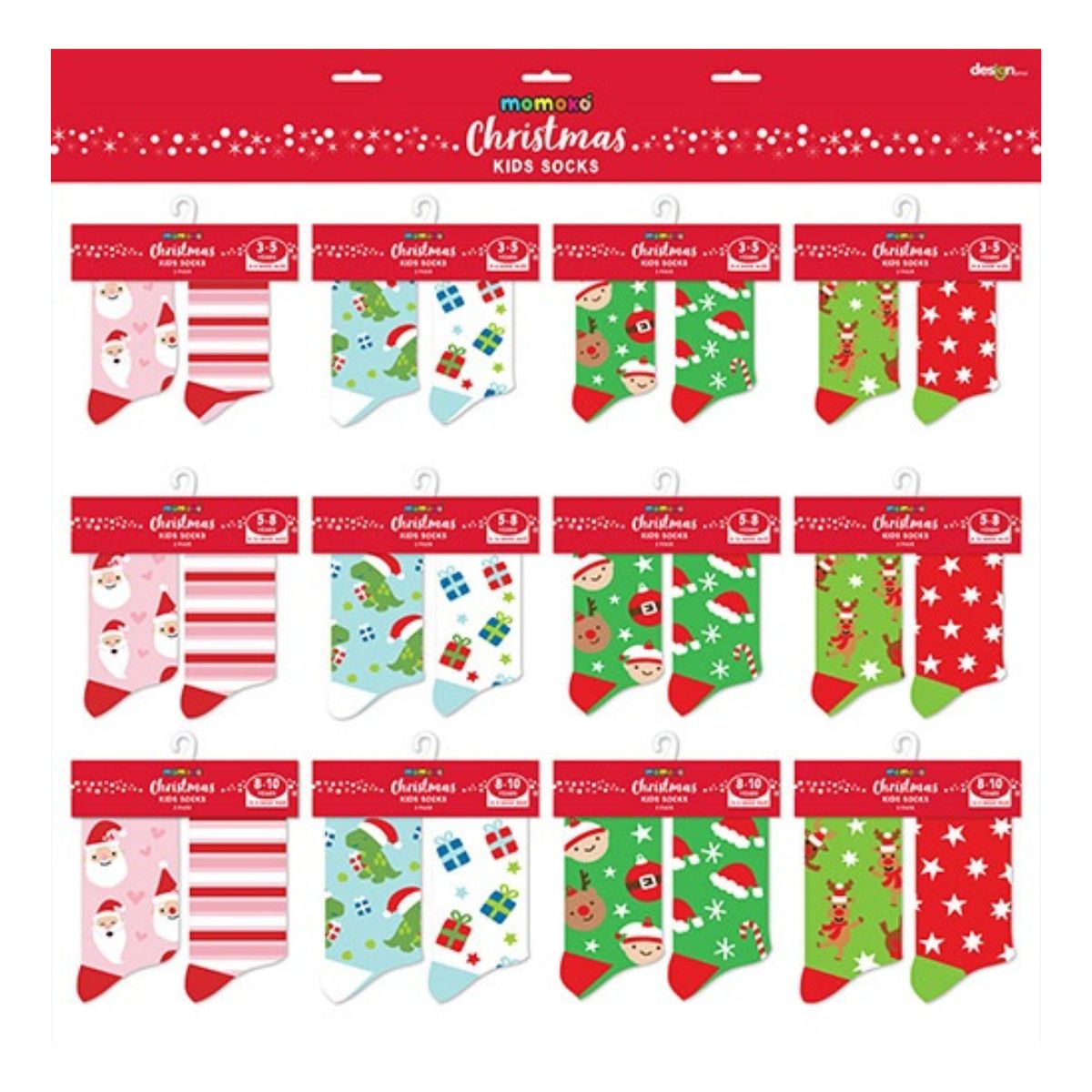 Christmas Stand Kids Socks Assorted Designs & Sizes