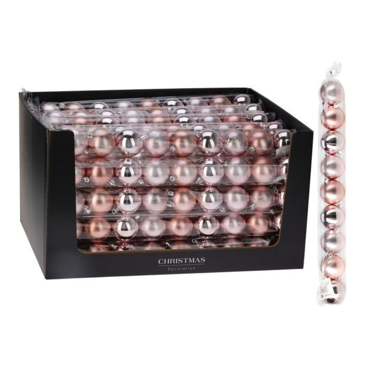 Christmas Bauble Set 60mm Pink 9 Pieces