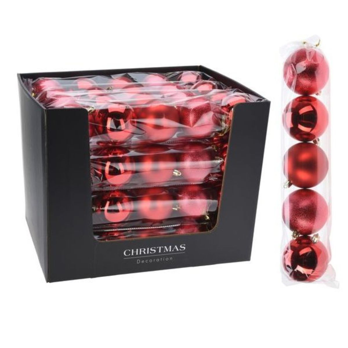 Christmas Bauble Set 80mm Red 5 Pieces