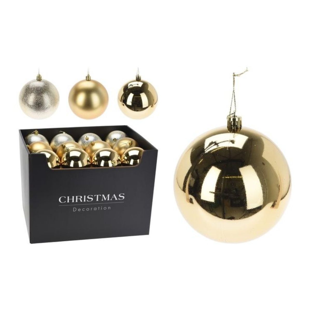 Christmas Bauble 100mm Gold 3 Assorted