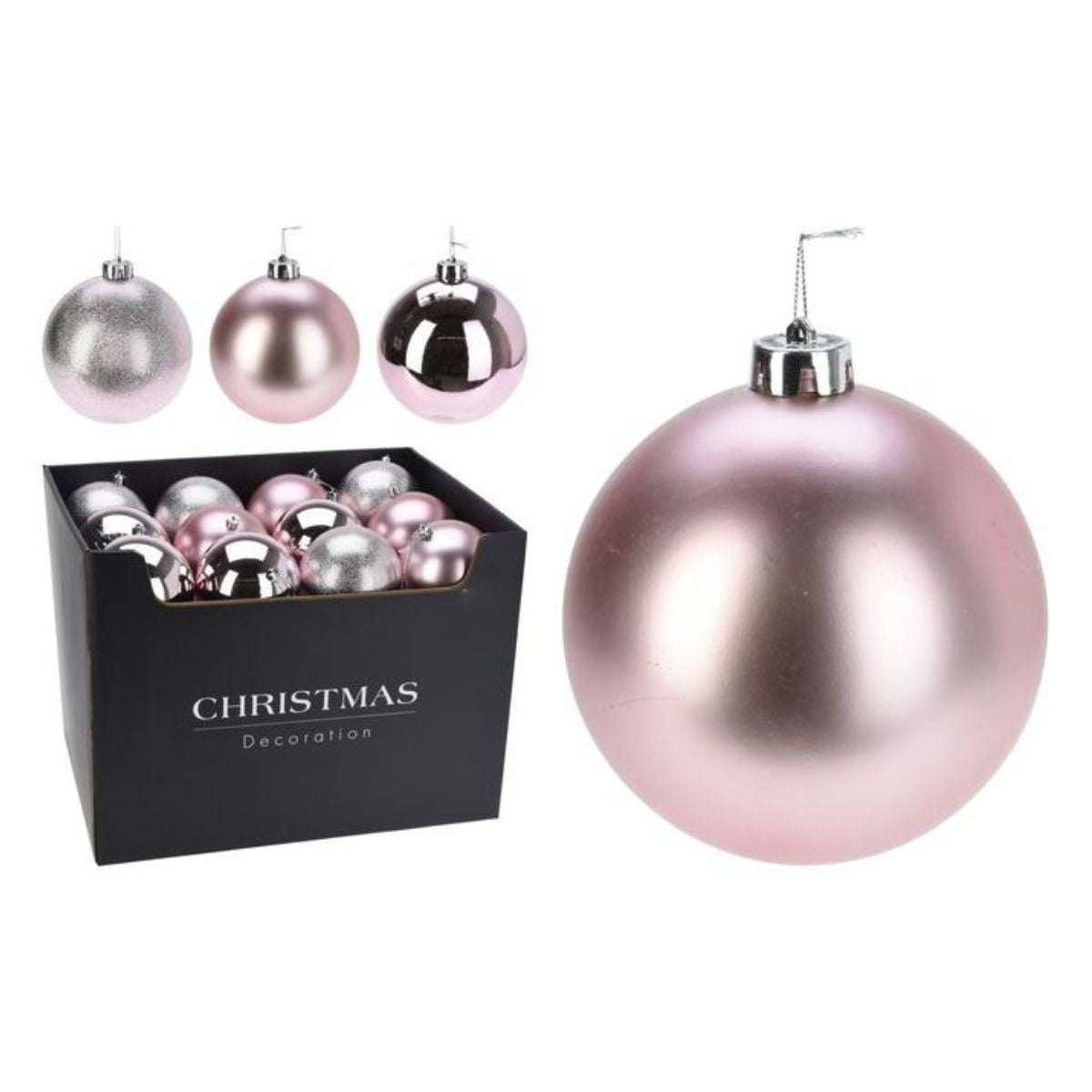 Christmas Bauble 100mm Pink 3 Assorted