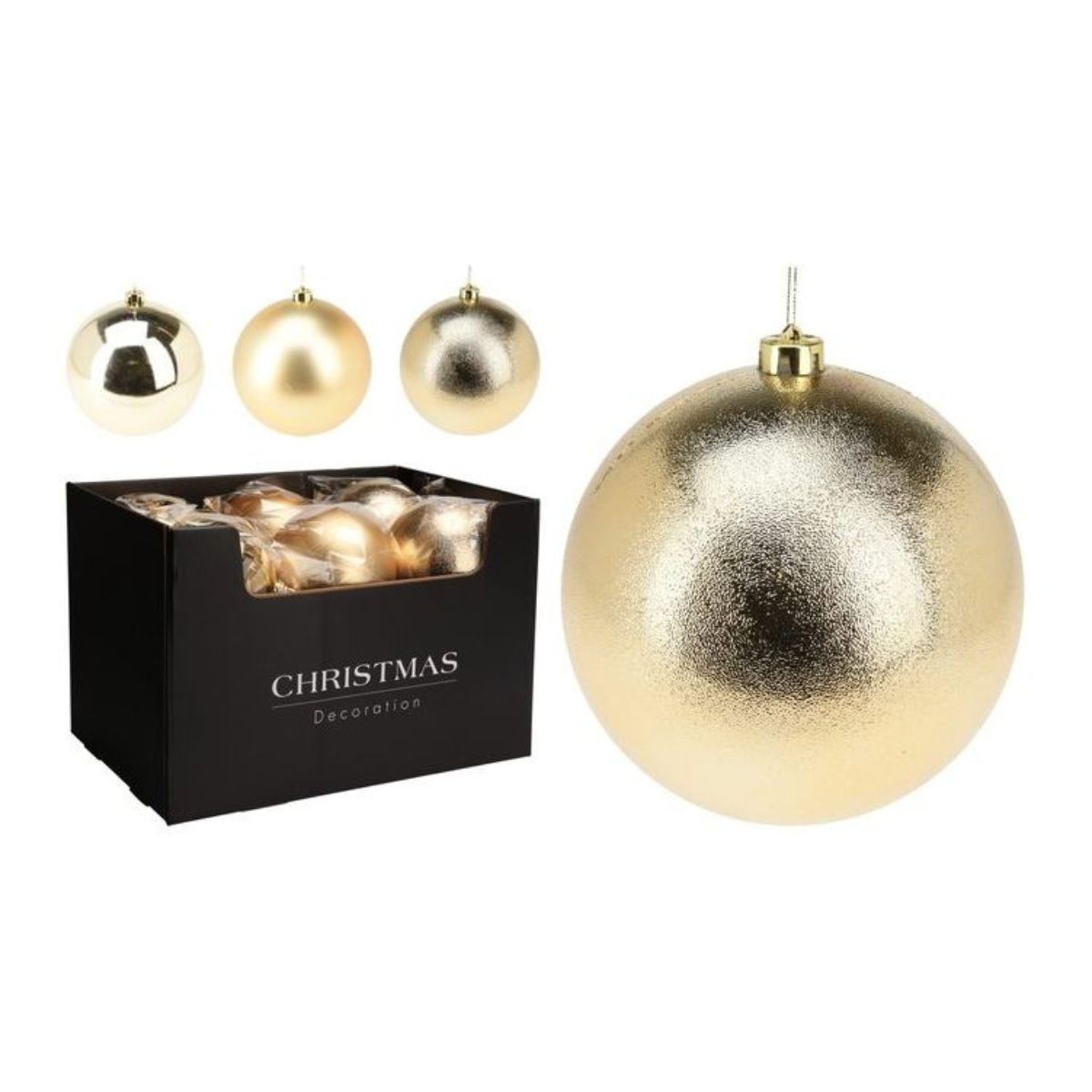 Christmas Bauble 140mm Gold 3 Assorted