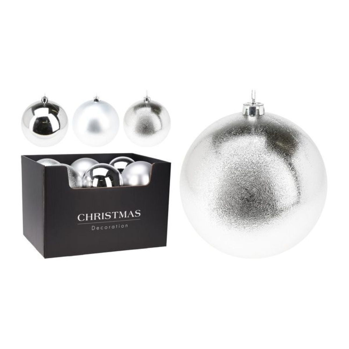 Christmas Bauble 180mm Silver 3 Assorted