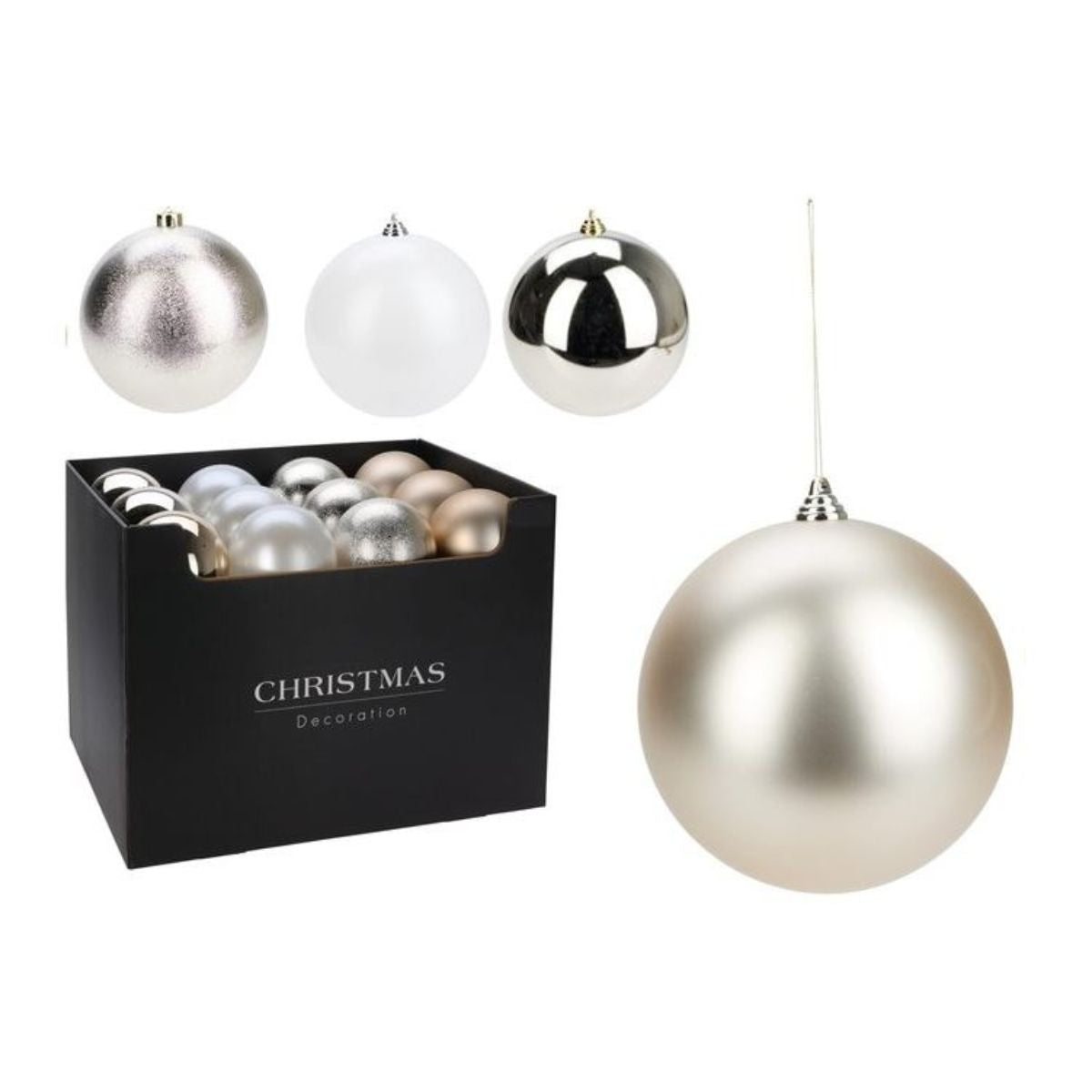 Christmas Bauble 180mm Champagne 4 Assorted