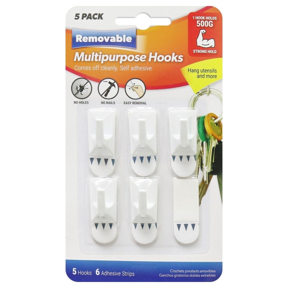 Christmas Stick on Removable Hooks 5pk - Christmas Collective NZ