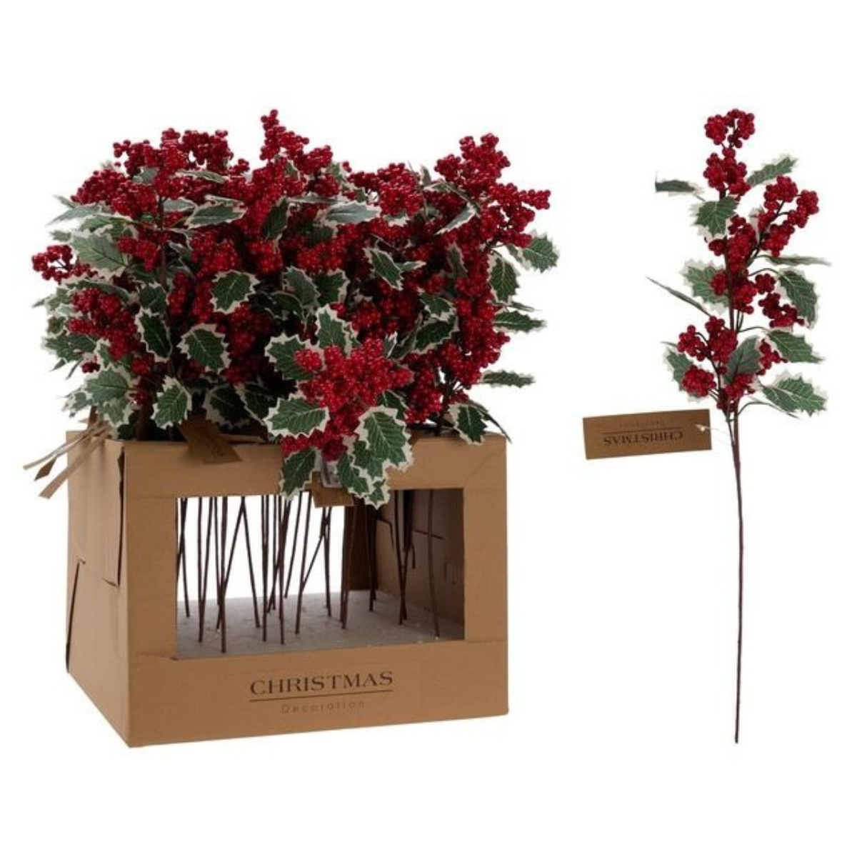 Christmas Berry & Holly Leaf Pick – 58cm