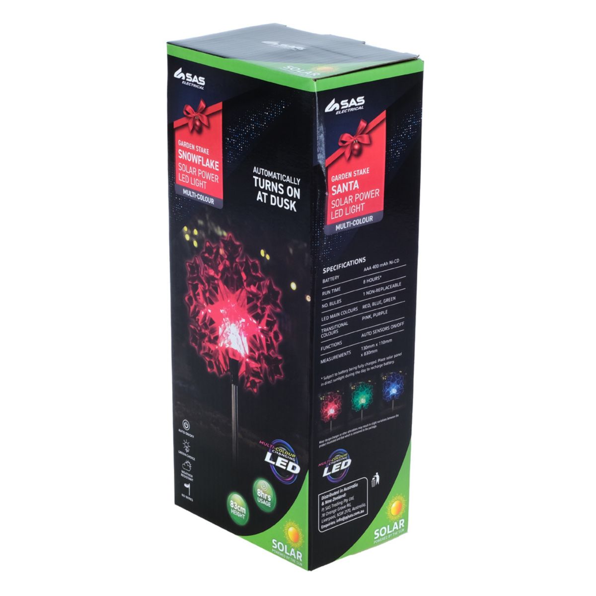 Stake Light Solar Snowflake 1 LED 10cm x 13cm x 83cm Colour Changing Function