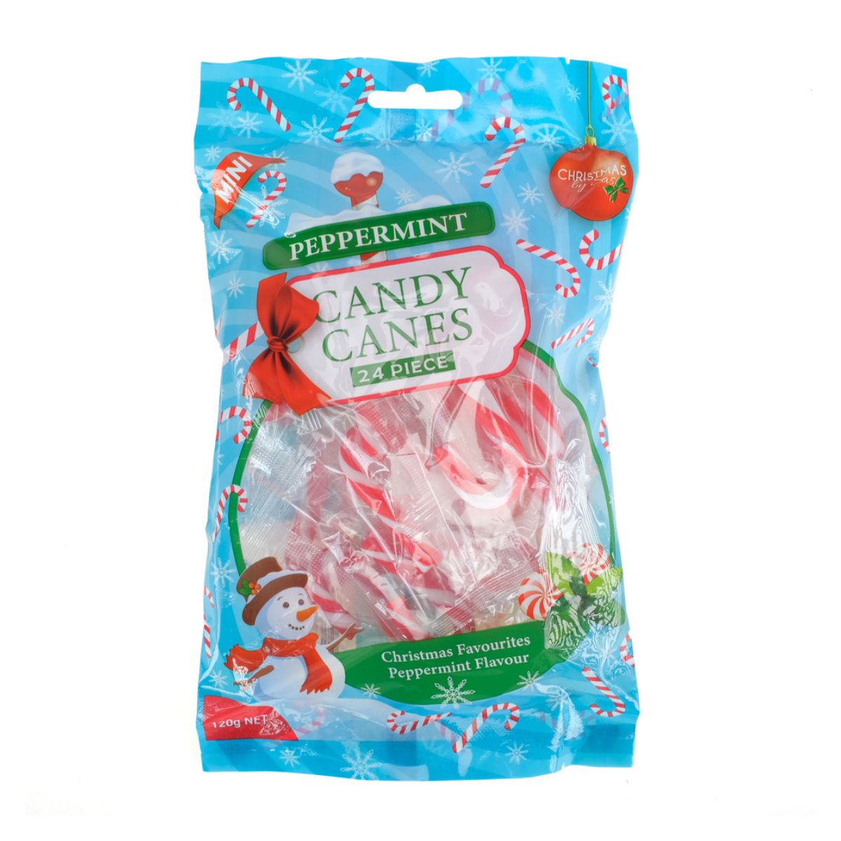 Christmas Candy Cane Mini Peppermint 24 Pack 5g Each Red & White Striped