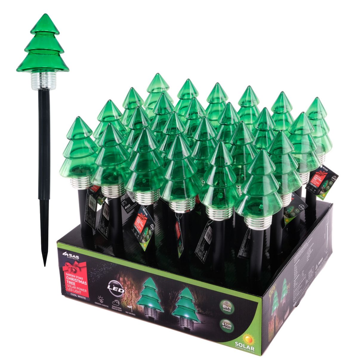 Stake Light Solar Christmas Tree 1 LED 8cm x 40cm Types Cool White 1 Function