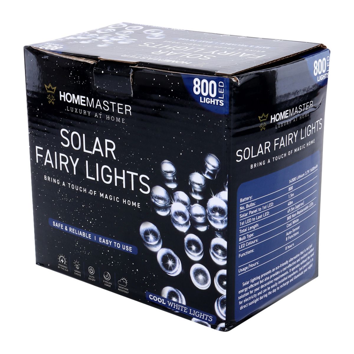 Fairy Light Solar 800 LED 49.5 Total Length Cool White 8 Functions