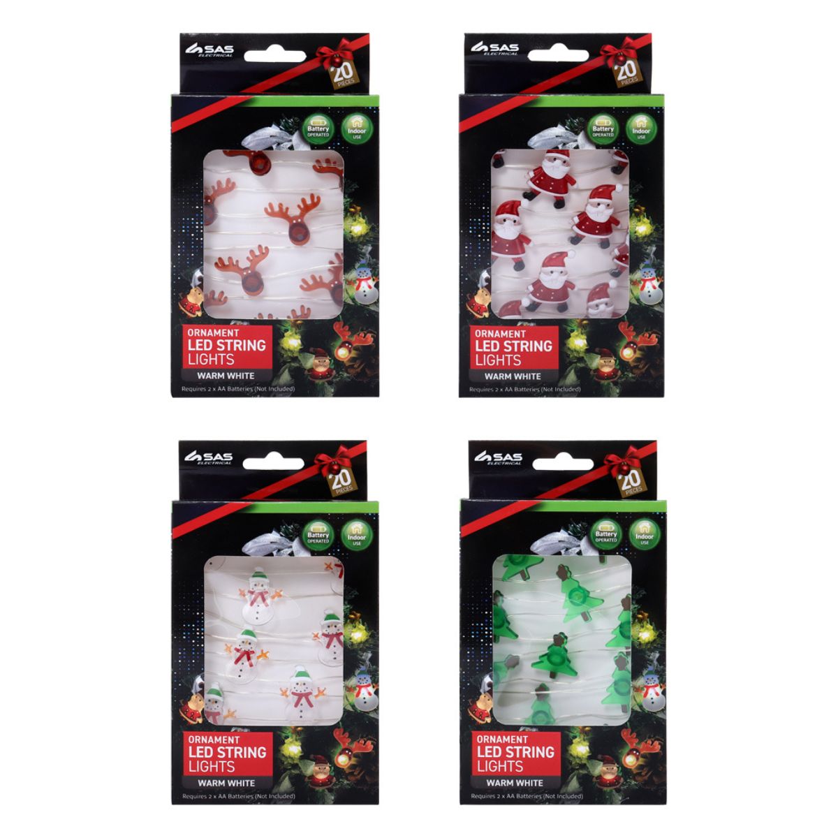 Fairy String Light Battery Operated Premium Ornament Series One 20 LED 2.3m Total Length Warm White