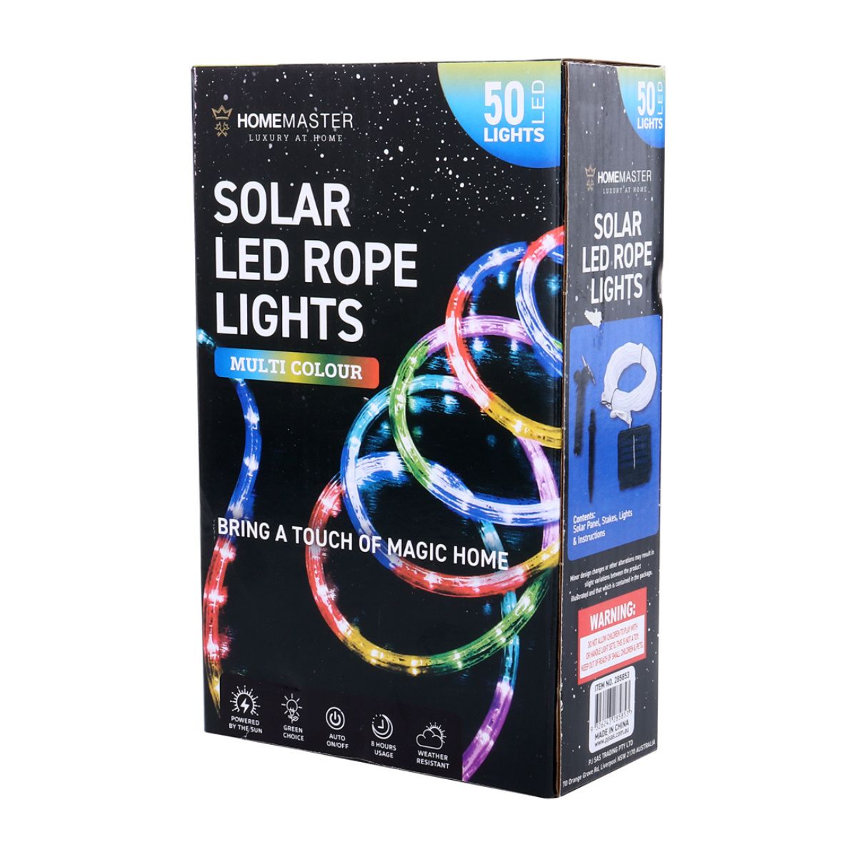 Rope Light Solar 50 LED 7m Total Length Mutli Colour 8 Functions