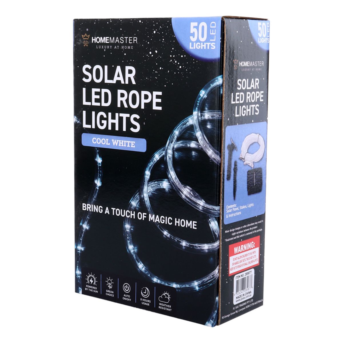 Rope Light Solar 50 LED 7m Total Length Cool White 8 Functions