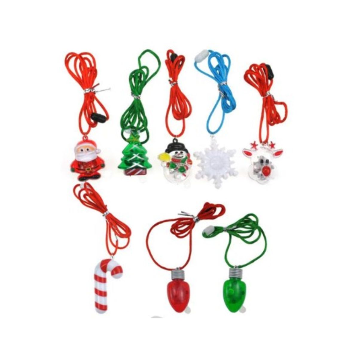 LED Light Up Necklace Christmas 1 Pack Series One 3 Assorted Requires 2xAG13 Batteries (included) Santa
