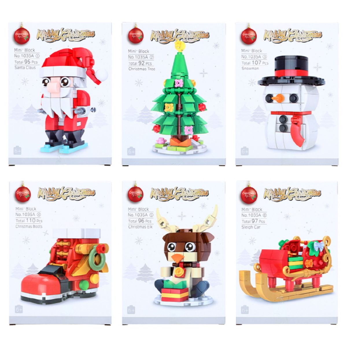 Mini Christmas Character Building Brick Kit 92–110pcs – 6 Assorted Designs