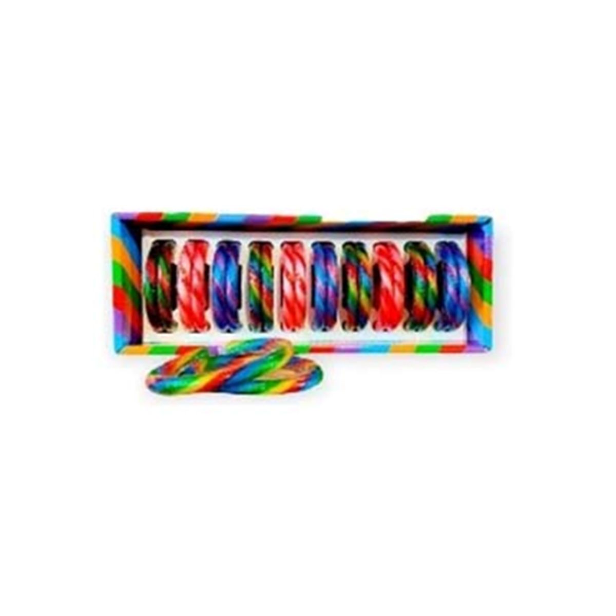 Christmas Candy Cane Bracelet 20 Pack 15g Each 6.5cm Dia Assorted Rainbow Tutti Fruitti